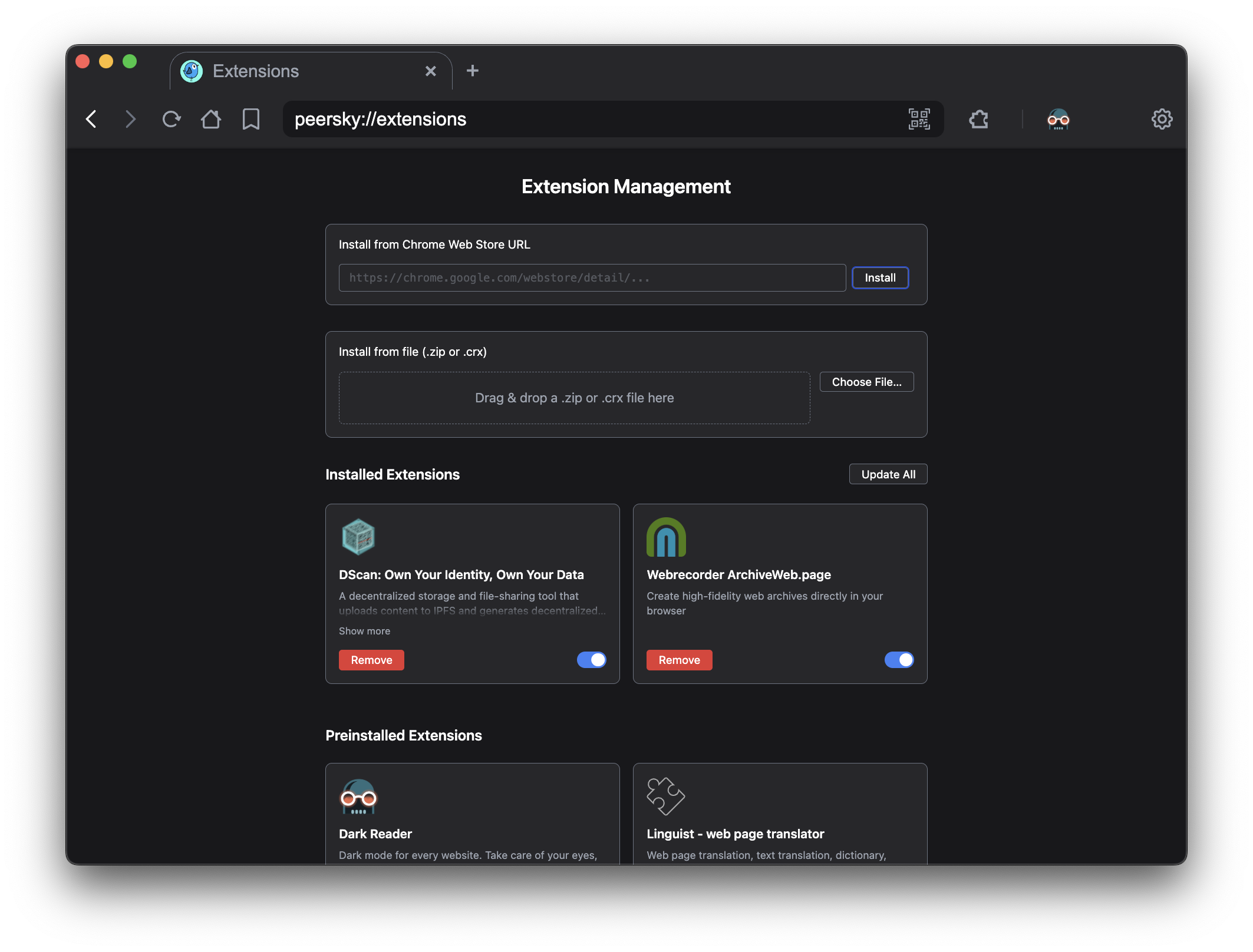Extensions Management